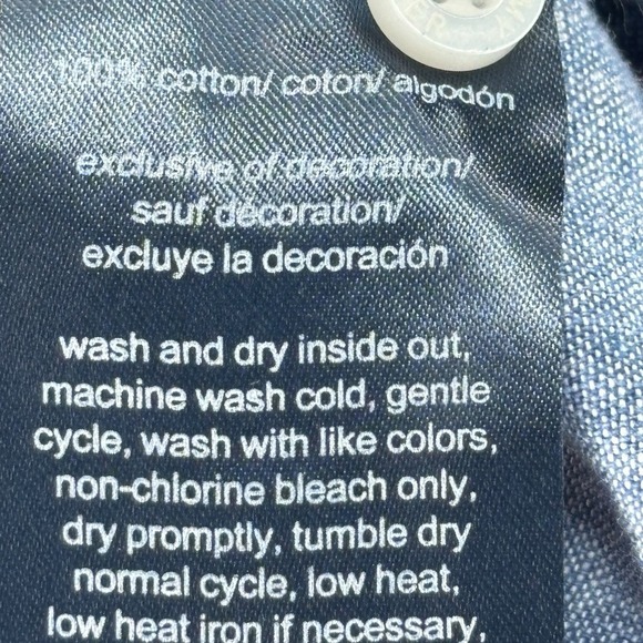 Tommy Hilfiger Top Women's L Light Wash Polka Dot Chambray Denim Womens‎ Blouse - Picture 6 of 7